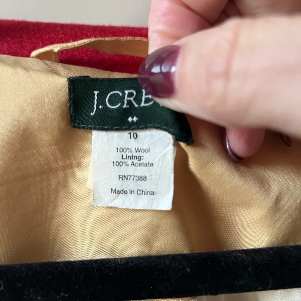 J.Crew Red 100% Wool Winter Pea Coat size 10 - Picture 6 of 8